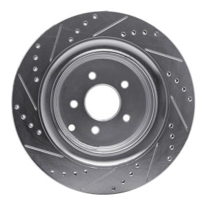 Infiniti Q70 Brake Rotor (1) - Rear Right - R1 Concepts - Drilled & Slotted - Silver - `09-`24